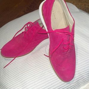 Cole Hann pink suede saddle shoes
